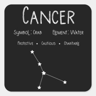 Pegatina Cuadrada Regalo de cumpleaños con signo zodiacal de Cáncer