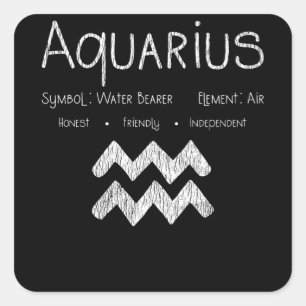 Pegatina Cuadrada Regalo de cumpleaños del signo zodiacal de Acuario