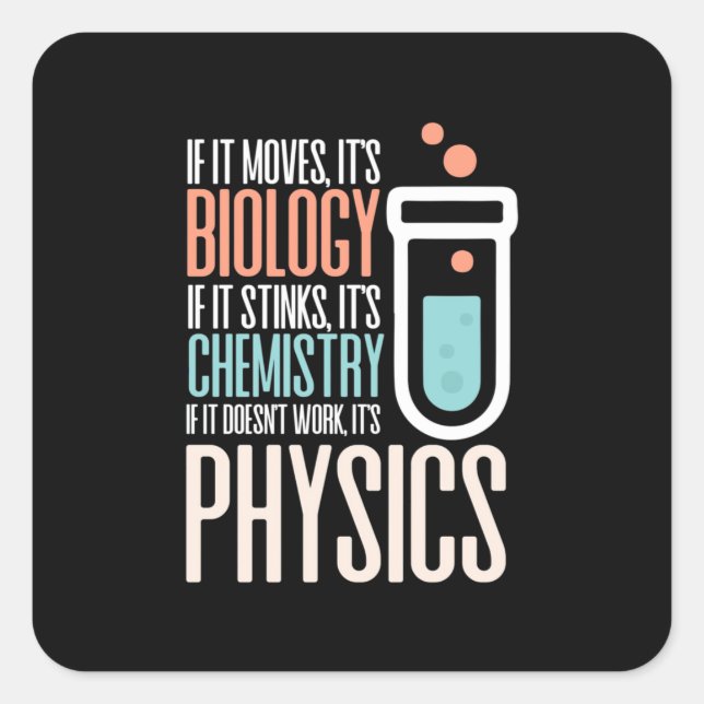 Pegatina Cuadrada Regalo de cumpleaños | Si Se Mueve Es Biología (Anverso)