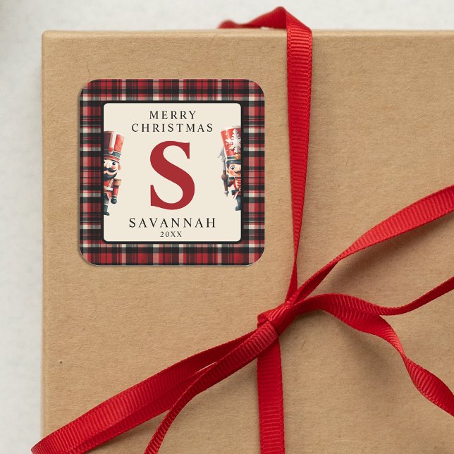 Pegatina Cuadrada Regalo de desnucracker de los Navidades monogramas (Subido por el creador)