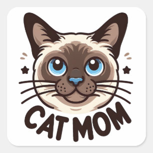 Pegatina Cuadrada Regalo de Día de la Madre para gatos siameses para