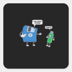 Pegatina Cuadrada Regalo de disquete padre e hijo de ingeniería de c