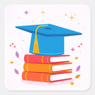 Pegatina Cuadrada 🎓 Regalo de Éxito de Toga de Graduación para Estu