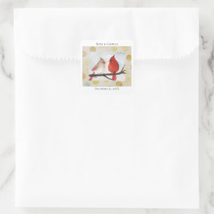 Pegatina Cuadrada Regalo de Favor de Boda Personalizado Pareja Carde