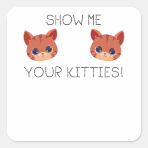 Pegatina Cuadrada Regalo De Gato Enamorado Muéstrame Tus Gatitos Gra