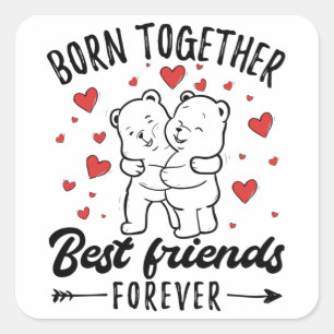 Pegatina Cuadrada Regalo de gemelos gemelos gemelos