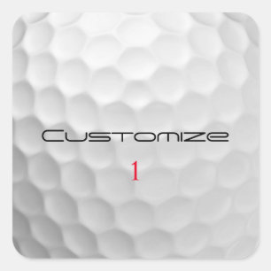 Pegatina Cuadrada Regalo de Golf Personalizado con Nombre y Número P
