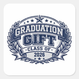 Pegatina Cuadrada Regalo de Graduación – Celebración Perfecta de Gra