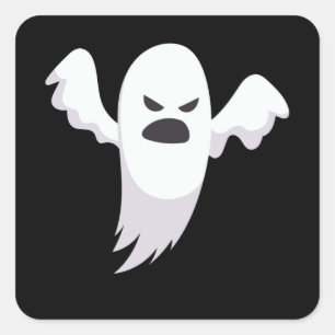 Pegatina Cuadrada Regalo de Halloween, Personalizado de horror Ilust