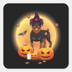 Pegatina Cuadrada regalo de halloween rottweiler lindo halloween div