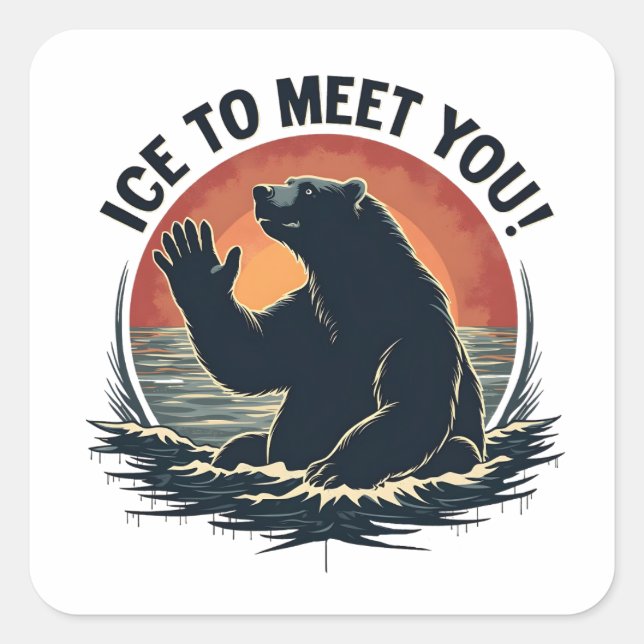 Pegatina Cuadrada Regalo De Hielo Para Conocer A Los Navidades De Os (Anverso)