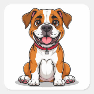 Pegatina Cuadrada Regalo de idea adorable para amante de perros Amer