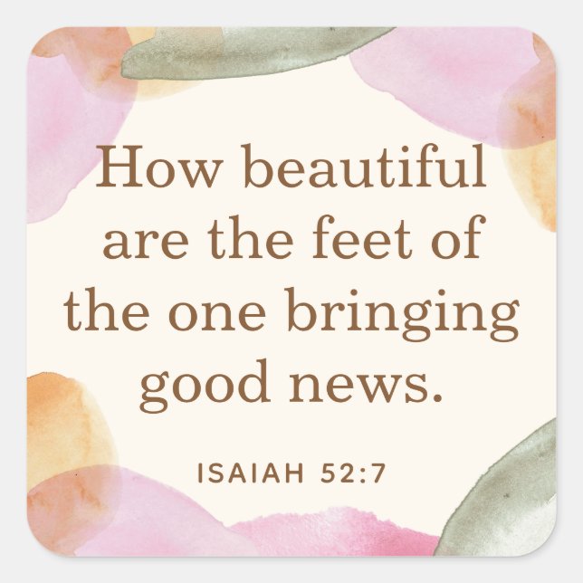 Pegatina Cuadrada Regalo de JW Pioneer, Isaiah 52:7 | JW (Anverso)