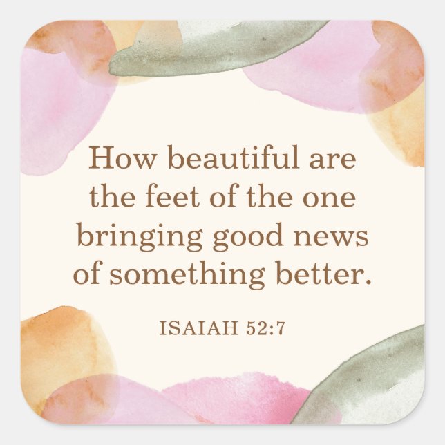 Pegatina Cuadrada Regalo de JW Pioneer, Isaiah 52:7 | JW (Anverso)