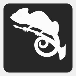 Pegatina Cuadrada Regalo de la jungla de animales anfibios Camelion 