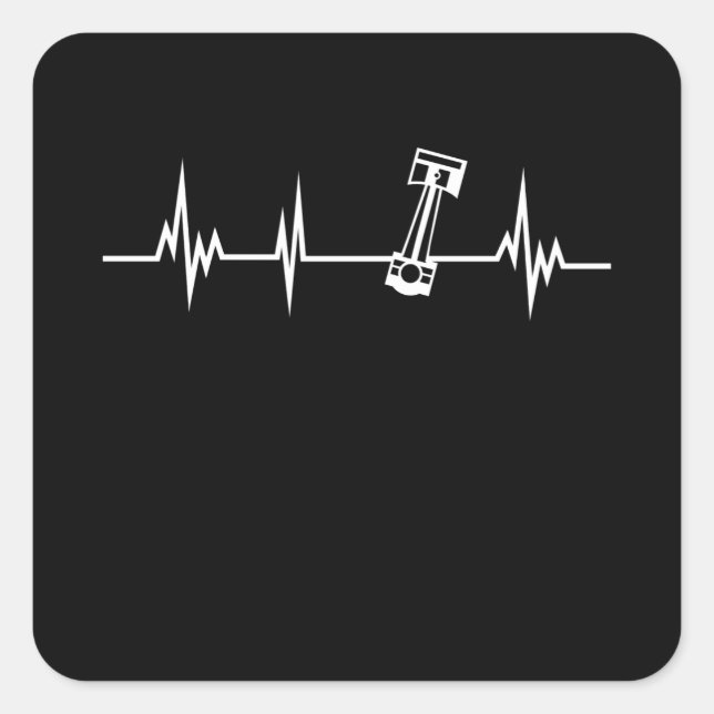 Pegatina Cuadrada Regalo de latido de pistón para entusiasta de coch (Anverso)