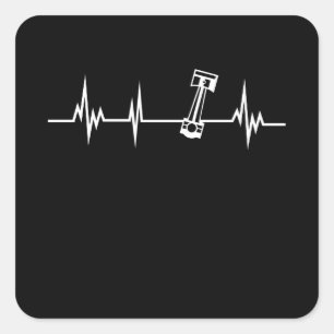 Pegatina Cuadrada Regalo de latido del pistón para entusiasta del c