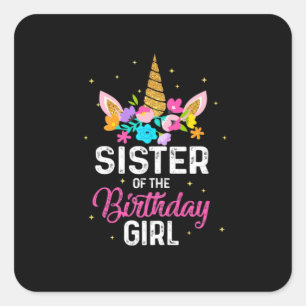 Pegatina Cuadrada Regalo de madre   Hermana de la cumpleañera Cumple