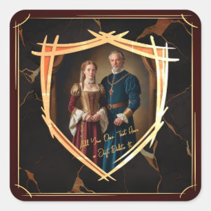 Pegatina Cuadrada Regalo de moda antiguo medieval de Knight Coat of 