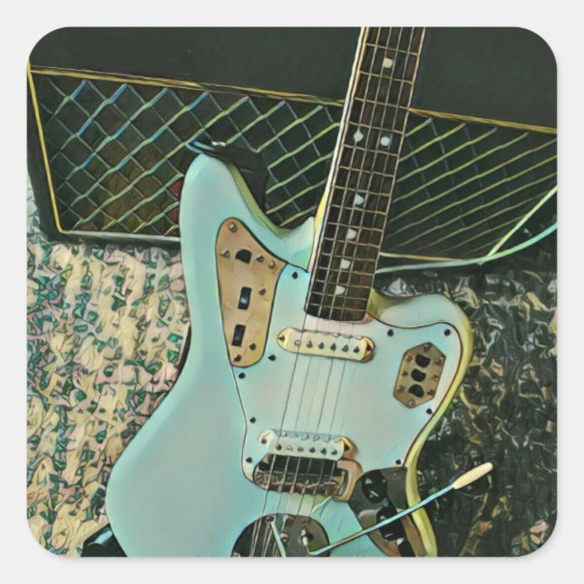 Pegatina Cuadrada regalo de música rock para ella (Anverso)