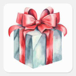 Pegatina Cuadrada Regalo de Navidad