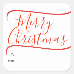 Pegatina Cuadrada Regalo de Navidad elegante con caligrafía