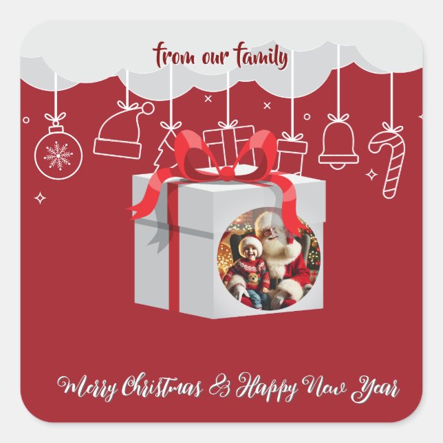 Pegatina Cuadrada Regalo de navidades (Anverso)