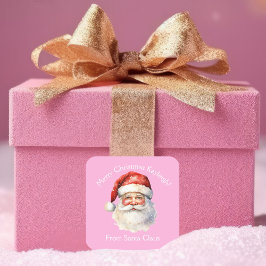 Pegatina Cuadrada Regalo de Navidades Chicas Personalizados de Santa