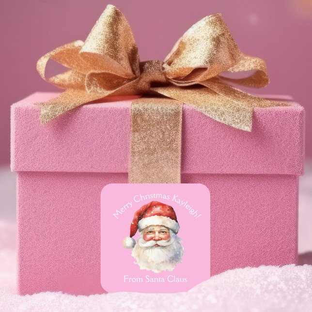 Pegatina Cuadrada Regalo de Navidades Chicas Personalizados de Santa (Subido por el creador)