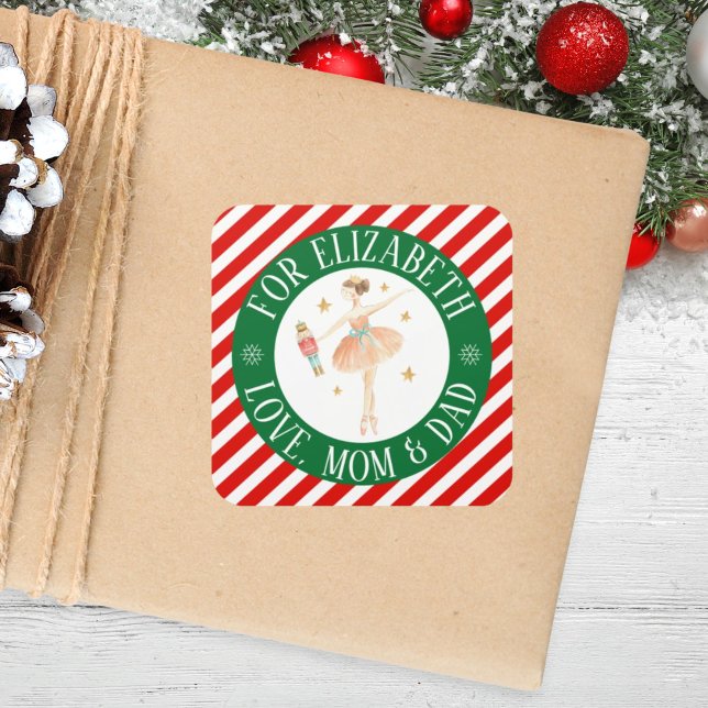 Pegatina Cuadrada Regalo de Navidades de Personalizados de ballet de (Subido por el creador)