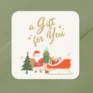 Pegatina Cuadrada Regalo de Navidades de Santa