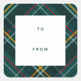 Pegatina Cuadrada Regalo de Navidades verdes de felpa de vacaciones