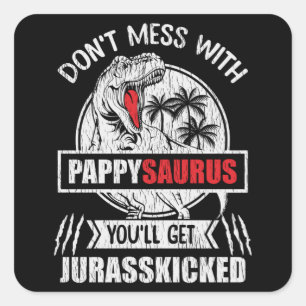 Pegatina Cuadrada Regalo de Pappysaurus Dinosaurio para Abuelo y Pap