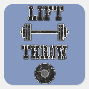 Pegatina Cuadrada Regalo de Pegatinas de pista y de campo de discusi