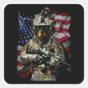 Pegatina Cuadrada Regalo de perro   Bebé rottweiler