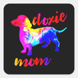 Pegatina Cuadrada Regalo de perro   Dachshund Doxie Mom