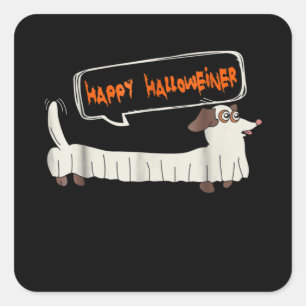 Pegatina Cuadrada Regalo de perro Feliz Halloweiner Corgi