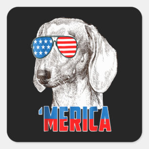 Pegatina Cuadrada Regalo de perro Guay Dachshund 'Merica