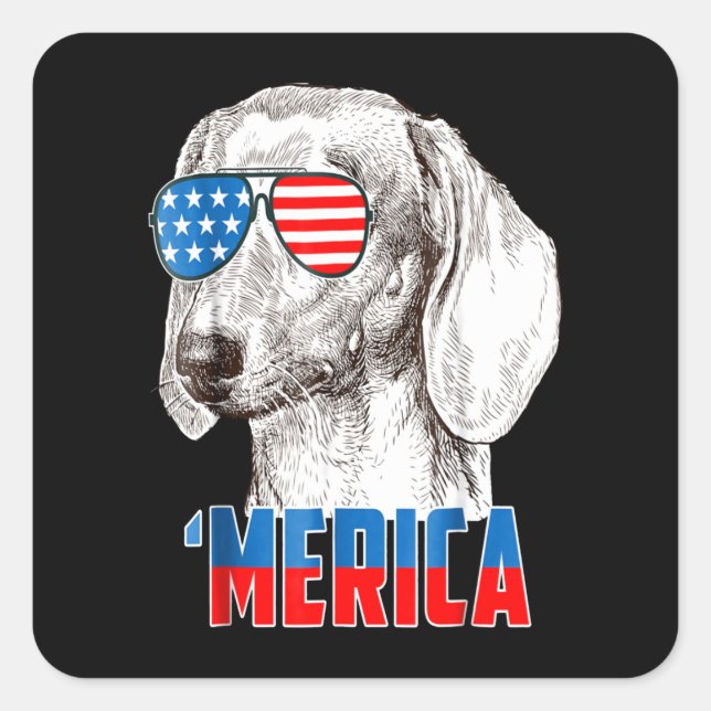 Pegatina Cuadrada Regalo de perro | Guay Dachshund 'Merica (Anverso)