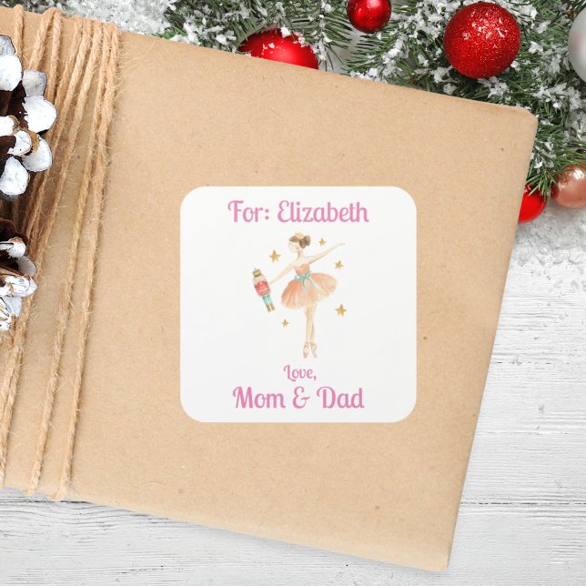 Pegatina Cuadrada Regalo de personalizados Chicas Navidades de balle (Subido por el creador)