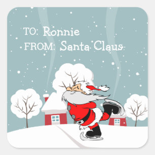Pegatina Cuadrada Regalo de Santa Adorable Personalizado