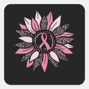Pegatina Cuadrada Regalo de sensibilización sobre el cáncer de seno