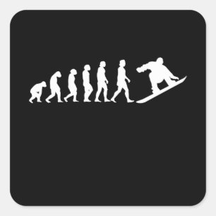 Pegatina Cuadrada Regalo de Snowboard Evolution Snowboard