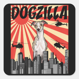 Pegatina Cuadrada Regalo de Whippet   retrasado divertido japonés de