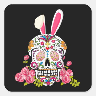 Pegatina Cuadrada Regalo del Aceite de Calavera Mexicana