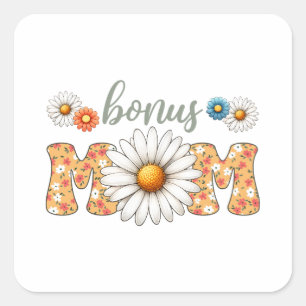 Pegatina Cuadrada Regalo del Día de la Madre Bonus Mom