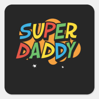 Pegatina Cuadrada Regalo del Día de los Padres de Super Daddy Gamer