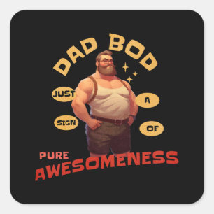 Pegatina Cuadrada Regalo del Día del Padre Dad Bod Awesome