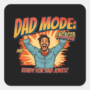 Pegatina Cuadrada Regalo del Día del Padre   Modo de papá