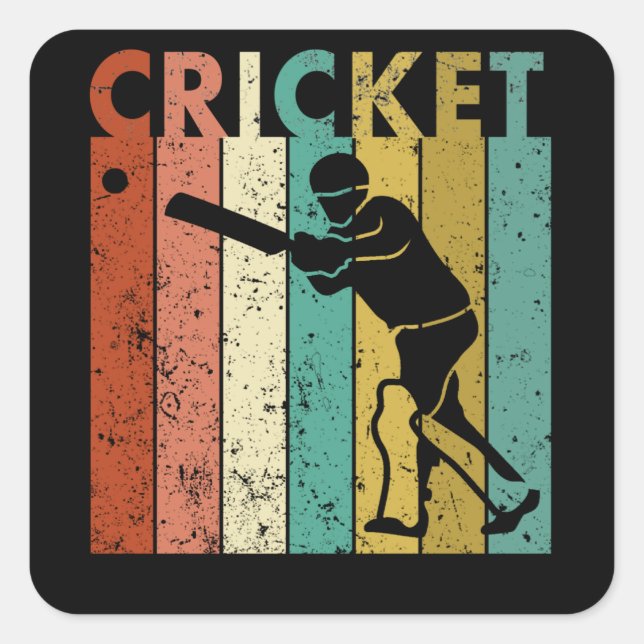 Pegatina Cuadrada Regalo del jugador de críquet Bowler Bat (Anverso)